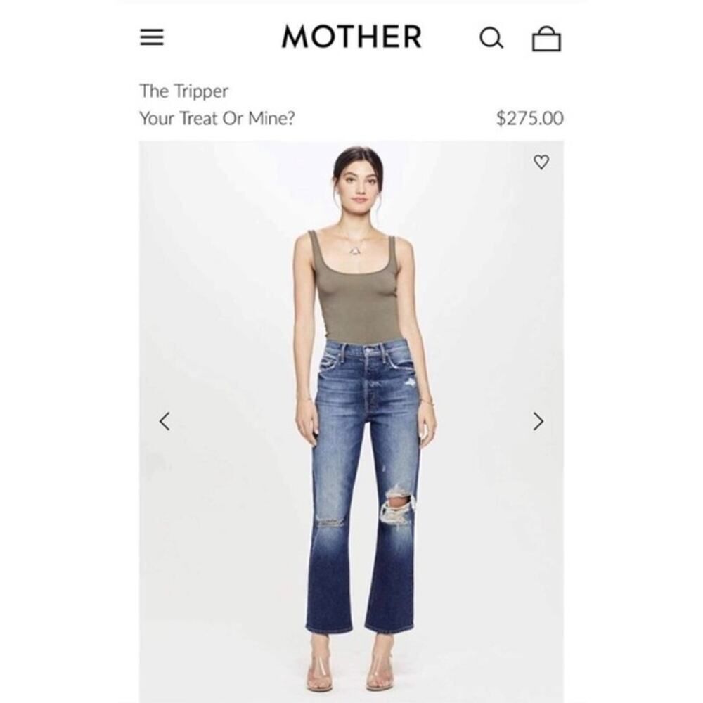 Mother Jeans Womens 29 The Tripper Dark Wash Distressed Your Treat Or Mine - Picture 1 of 13